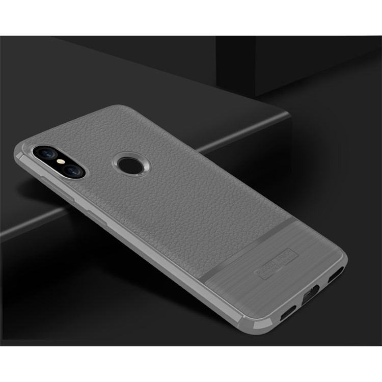 Litchi Texture Brushed TPU Case Shell for Xiaomi Mi A2 Lite / Redmi 6 Pro - Grey-2