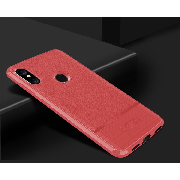 Litchi Texture Brushed TPU Mobile Phone Case for Xiaomi Mi A2 Lite / Redmi 6 Pro - Red-2