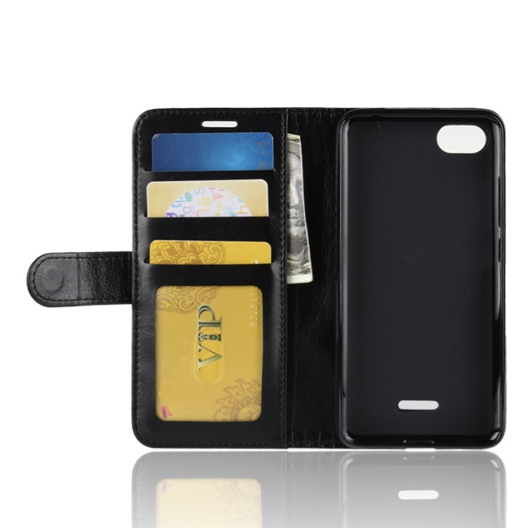 Crazy Horse Magnetic Stand Wallet Leather Mobile Phone Case for Xiaomi Redmi 6A - Black-4