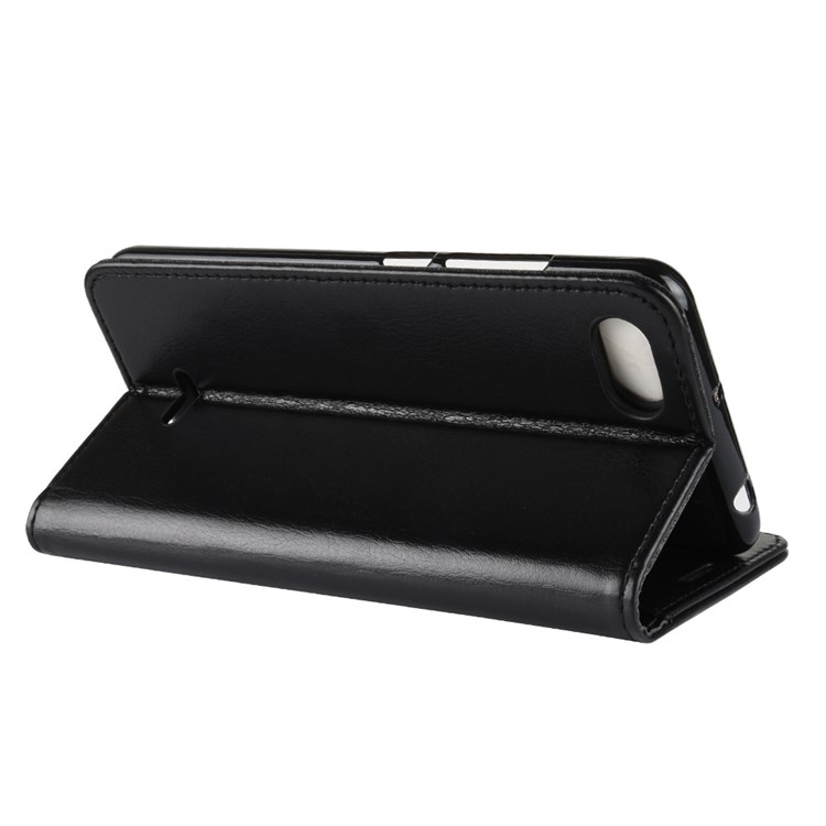 Crazy Horse Magnetic Stand Wallet Leather Mobile Phone Case for Xiaomi Redmi 6A - Black-6