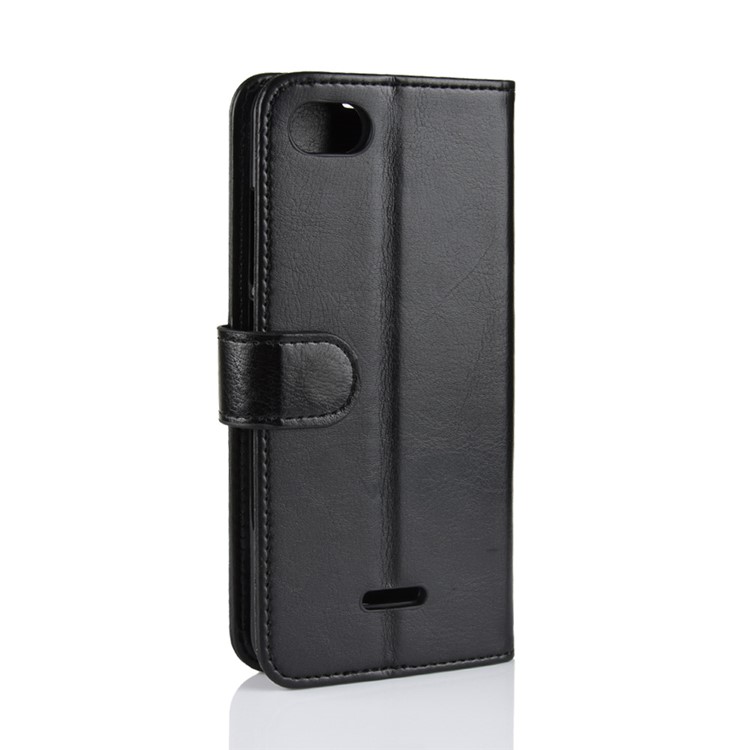 Crazy Horse Magnetic Stand Wallet Leather Telefone Case Para Xiaomi Redmi 6a - Preto