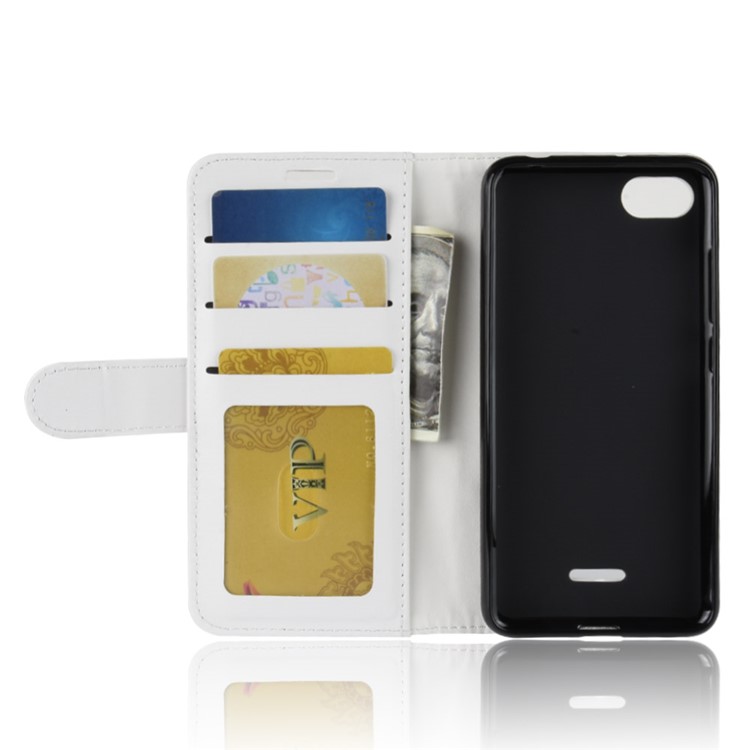 Crazy Horse Magnetic Stand Wallet Leather Mobile Phone Cover for Xiaomi Redmi 6A - White-4