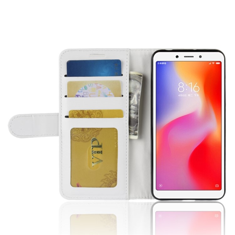 Crazy Horse Magnetic Stand Wallet Leather Mobile Phone Cover for Xiaomi Redmi 6A - White-5