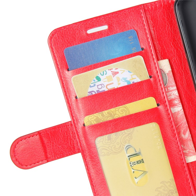 Calotta Magnetica Del Telefono Cellulare In Pelle Del Cavallo Pazzo Per Xiaomi Redmi 6A - Rosso