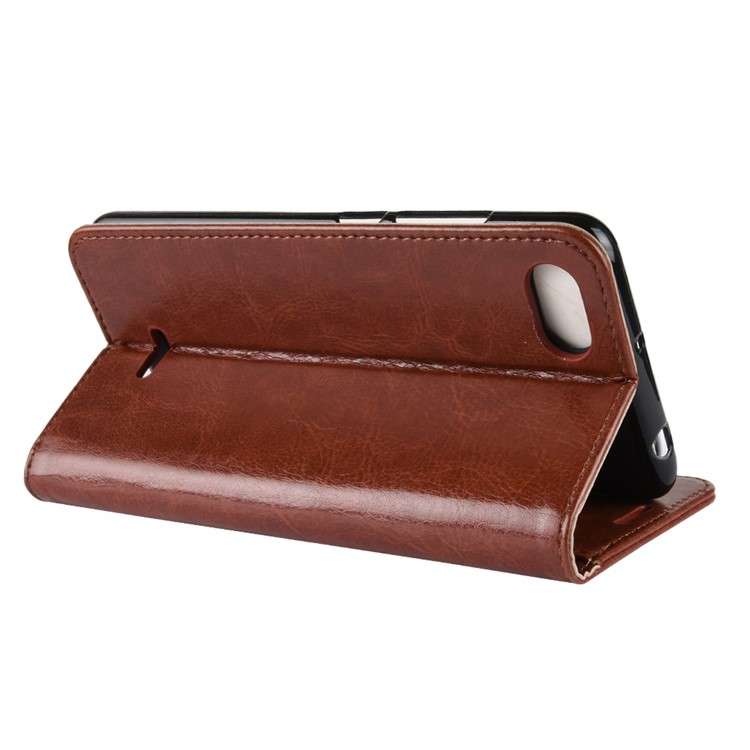 Crazy Horse Magnetic Stand Wallet Leather Cell Phone Cover for Xiaomi Redmi 6A - Brown-4