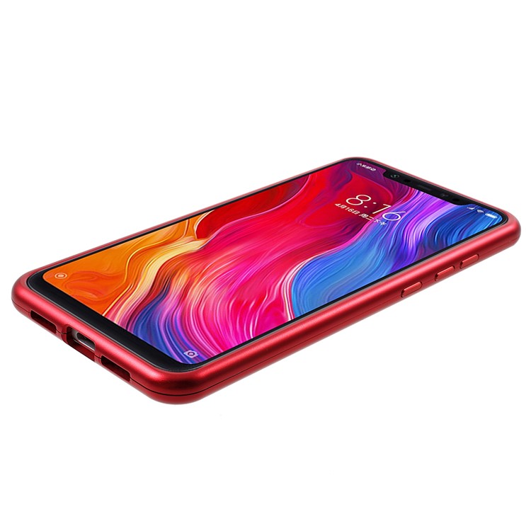 Detachable Magnetic Metal Frame + Tempered Glass Back Hard Case for Xiaomi Mi 8 (6.21-inch) - Red-10