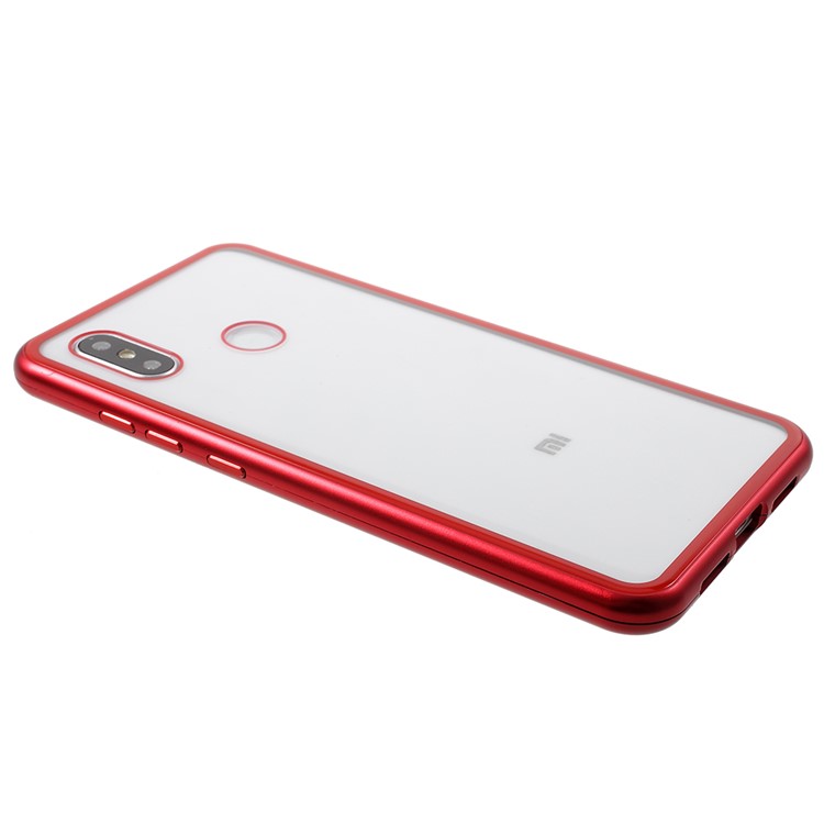 Detachable Magnetic Metal Frame + Tempered Glass Back Hard Case for Xiaomi Mi 8 (6.21-inch) - Red-11