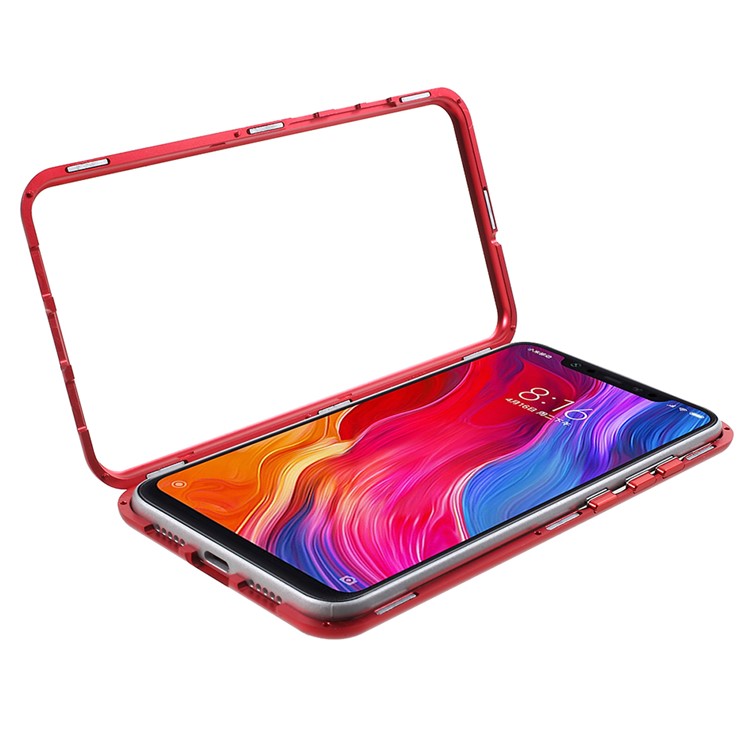 Detachable Magnetic Metal Frame + Tempered Glass Back Hard Case for Xiaomi Mi 8 (6.21-inch) - Red-12