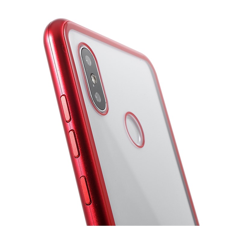 Detachable Magnetic Metal Frame + Tempered Glass Back Hard Case for Xiaomi Mi 8 (6.21-inch) - Red-13