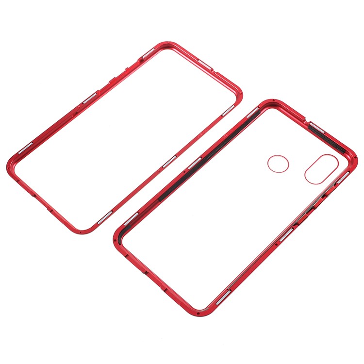 Detachable Magnetic Metal Frame + Tempered Glass Back Hard Case for Xiaomi Mi 8 (6.21-inch) - Red-16