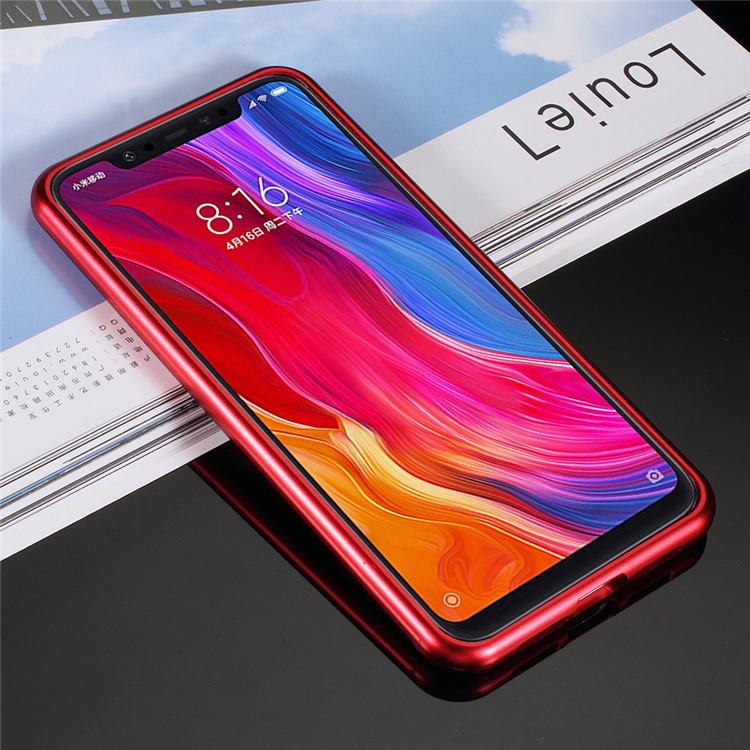 Detachable Magnetic Metal Frame + Tempered Glass Back Hard Case for Xiaomi Mi 8 (6.21-inch) - Red-3