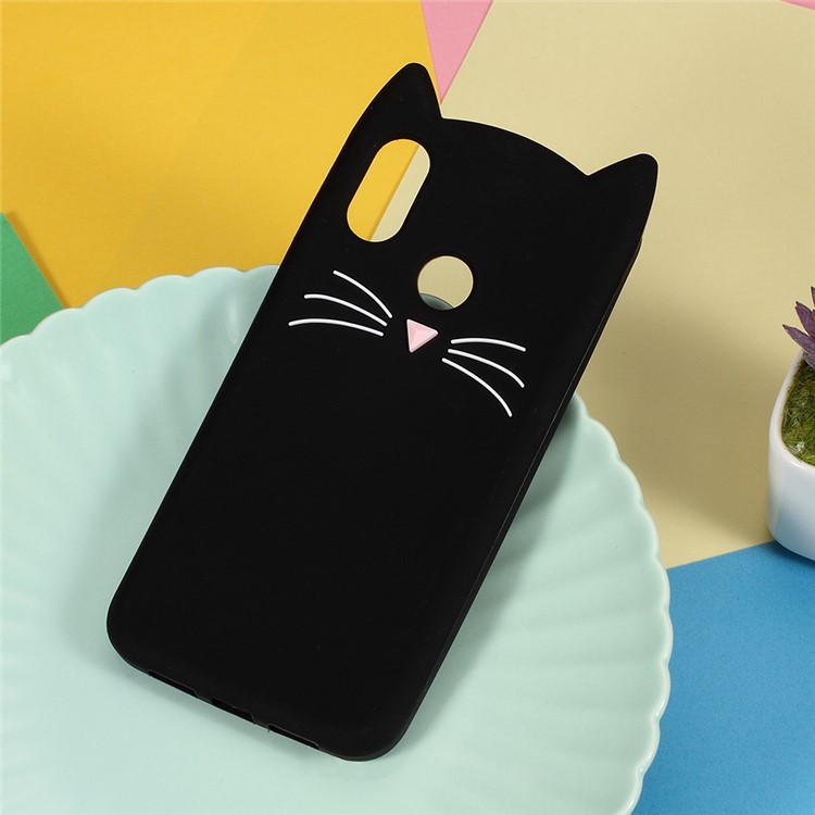 3D Mustache Cat Silicone Case Phone Cover for Xiaomi Mi 8 (6.21-inch) - Black-1