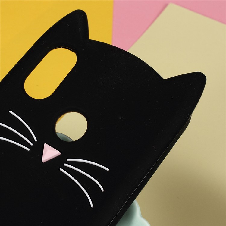 3D Mustache Cat Silicone Case Phone Cover for Xiaomi Mi 8 (6.21-inch) - Black-2