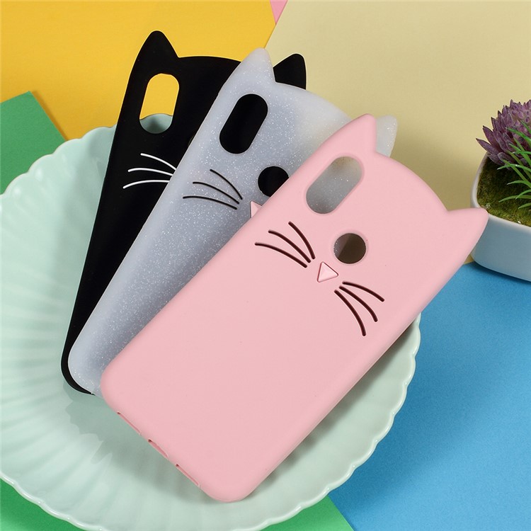 3D Mustache Cat Silicone Case Phone Cover for Xiaomi Mi 8 (6.21-inch) - Black-3