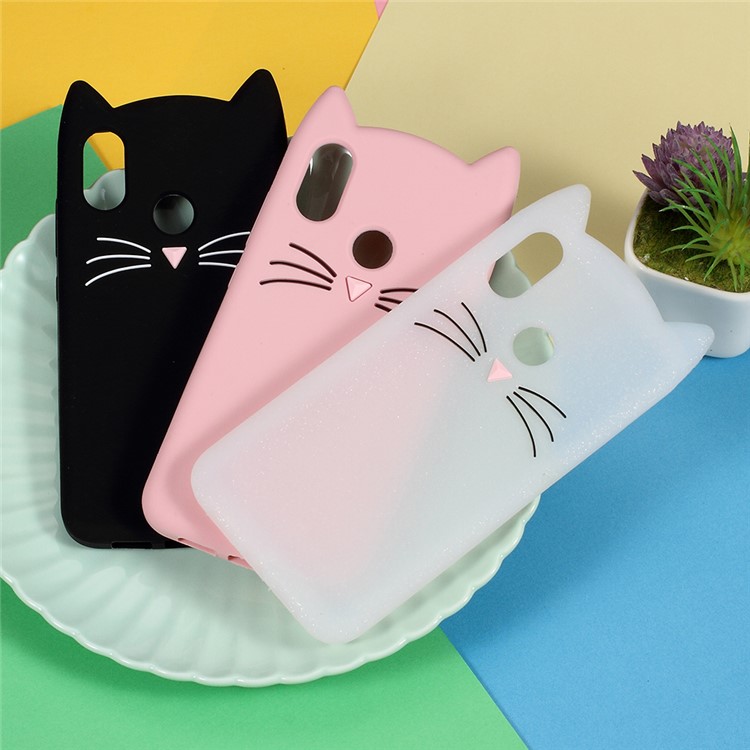 3D Mustache Cat Silicone Case Phone Cover for Xiaomi Mi 8 (6.21-inch) - Black-4