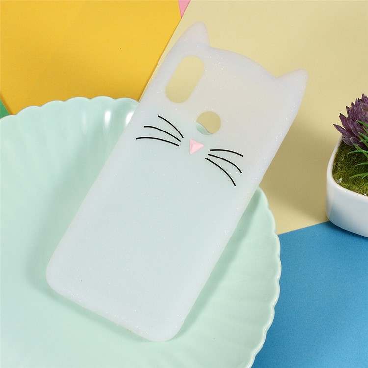 3D Mustache Cat Silicone Mobile Cover for Xiaomi Mi 8 (6.21-inch) - White-1