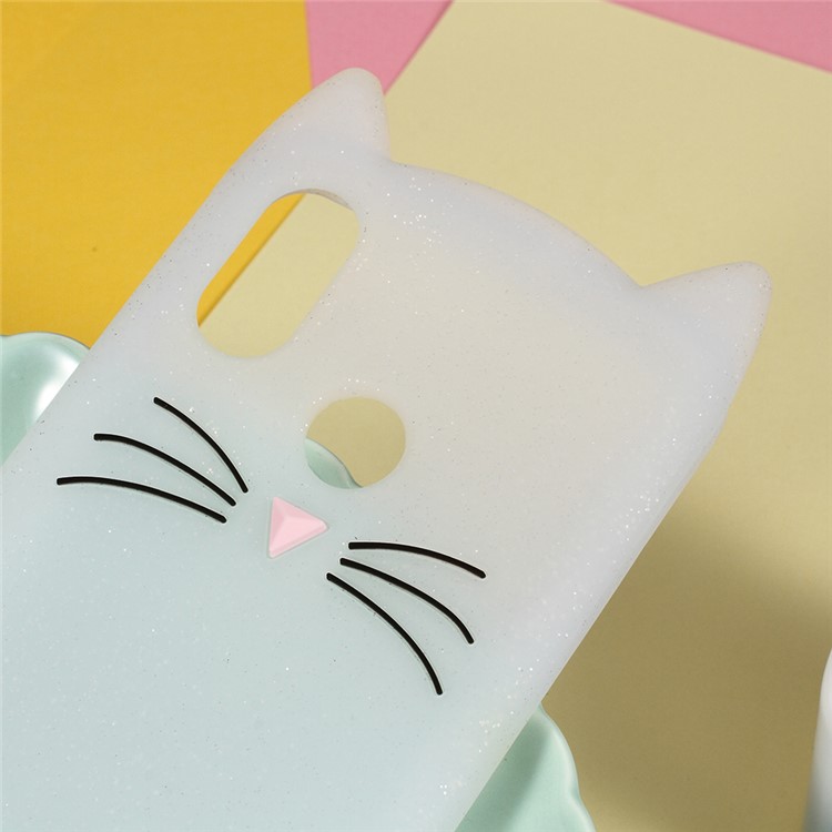 3D Mustache Cat Silicone Mobile Cover for Xiaomi Mi 8 (6.21-inch) - White-2