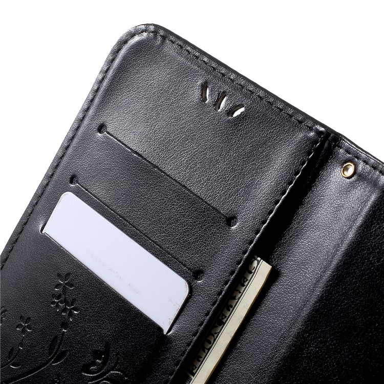 Imprinted Butterfly Flowers PU Leather Wallet Casing with Stand for Xiaomi Mi 8 (6.21-inch) - Black-7