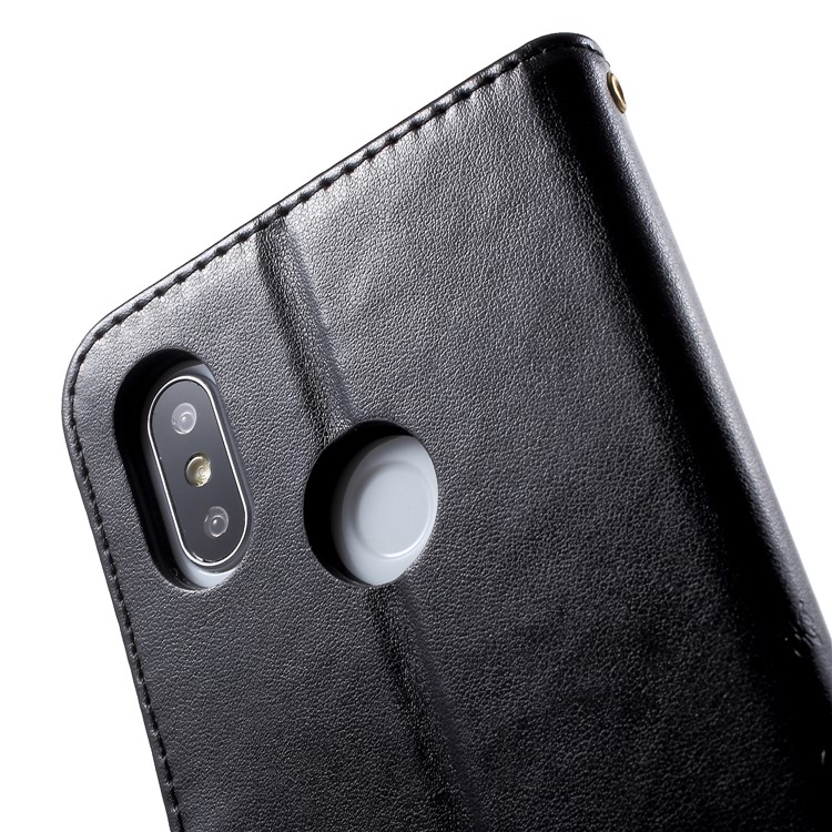 Imprinted Butterfly Flowers PU Leather Wallet Casing with Stand for Xiaomi Mi 8 (6.21-inch) - Black-9