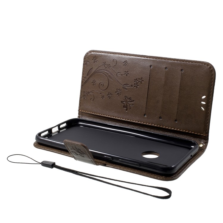 For Xiaomi Mi 8 (6.21-inch) Imprinted Butterfly Flowers PU Leather Wallet Stand Magnetic Casing - Brown-6