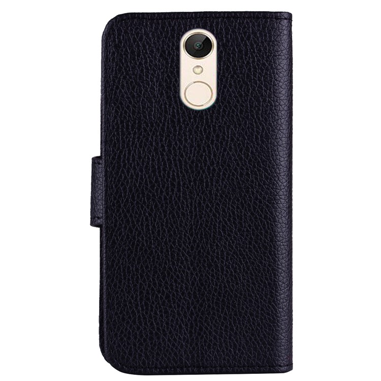 Von Xiaomi Redmi 5 Litchi Textur Brieftasche Stand Ledertasche - Schwarz-3
