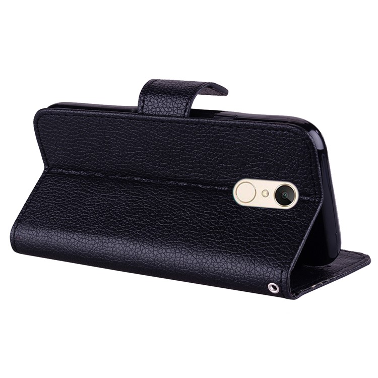 Von Xiaomi Redmi 5 Litchi Textur Brieftasche Stand Ledertasche - Schwarz-5