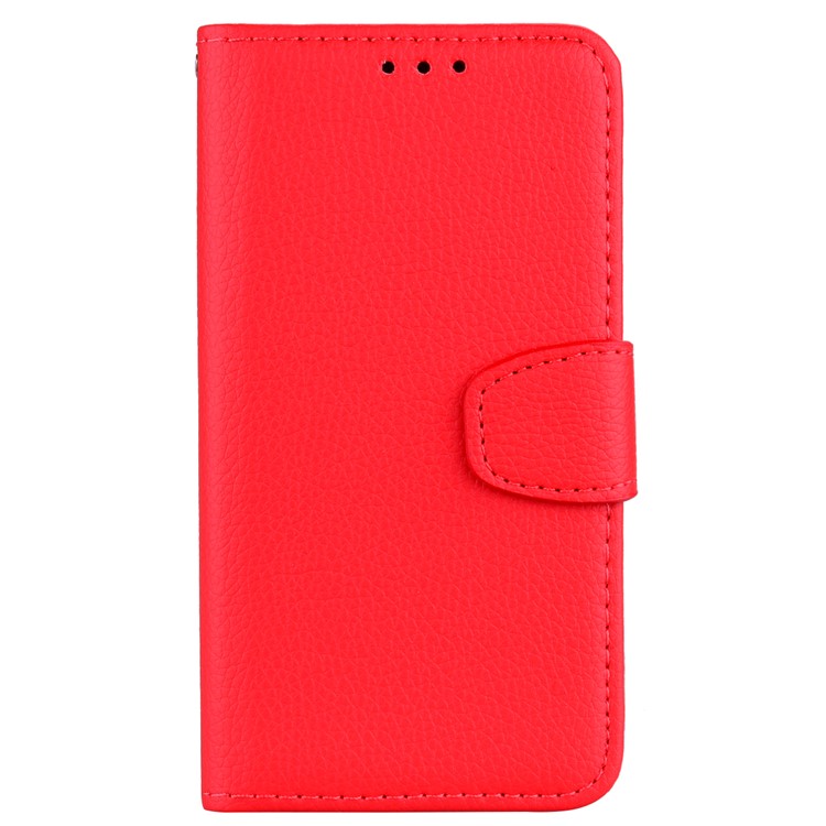Fro Xiaomi Redmi 5 Litchi Texture Wallet Stand Leather Phone Cover - Red-2