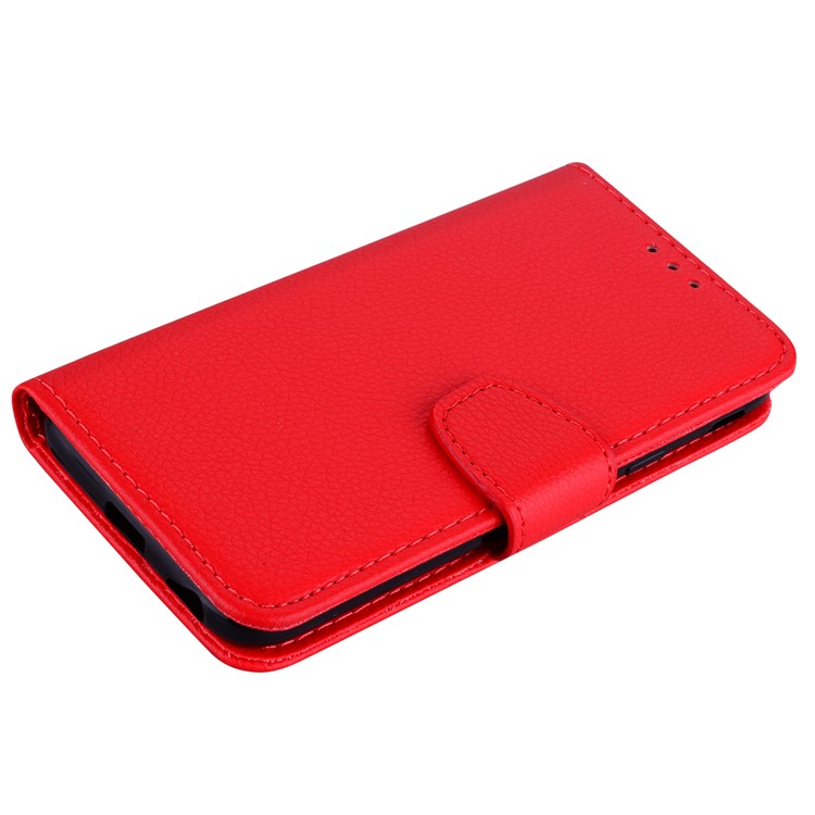 Fro Xiaomi Redmi 5 Litchi Texture Wallet Stand Leather Phone Cover - Red-5