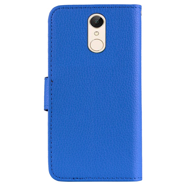 Fro Xiaomi Redmi 5 Litchi Texture Wallet Stand Leather Case Accessory - Blue-3