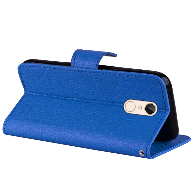 Fro Xiaomi Redmi 5 Litchi Texture Wallet Stand Leather Case Accessory - Blue-5