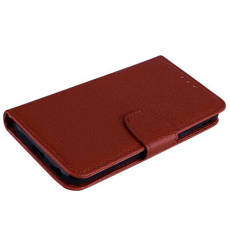 Fro Xiaomi Redmi 5 Litchi Texture Wallet Stand Magnetic Leather Shell Case - Brown-4