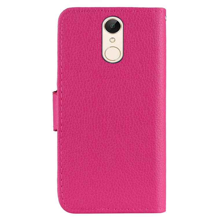 Litchi Grain Wallet Stand Leather Cover Protector for Xiaomi Redmi Note 5 / Redmi 5 Plus - Rose-3