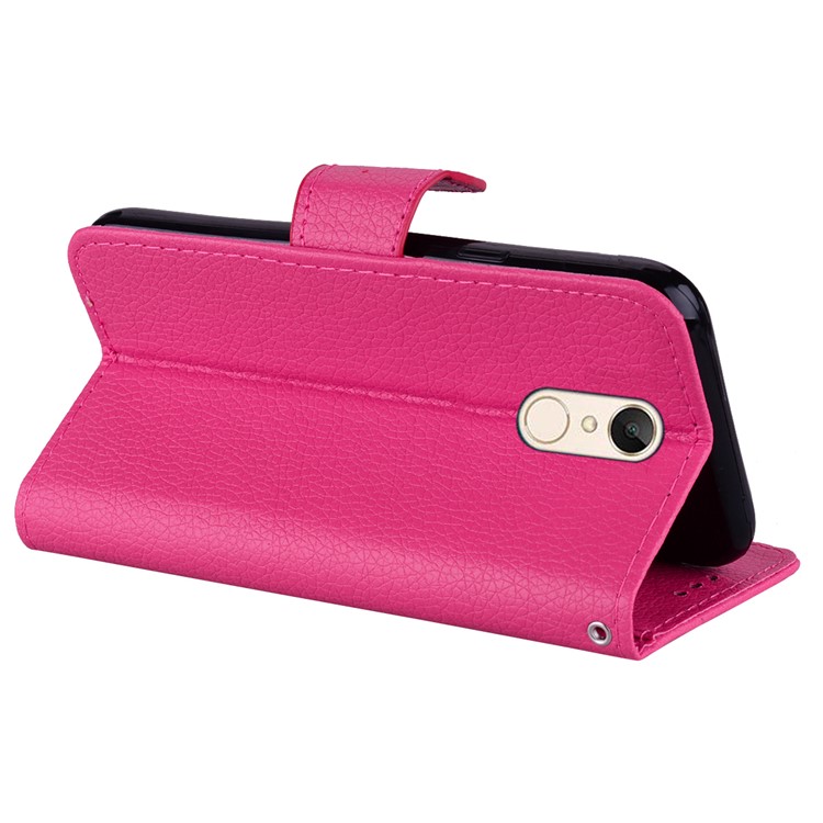 Litchi Grain Wallet Stand Leather Cover Protector for Xiaomi Redmi Note 5 / Redmi 5 Plus - Rose-5