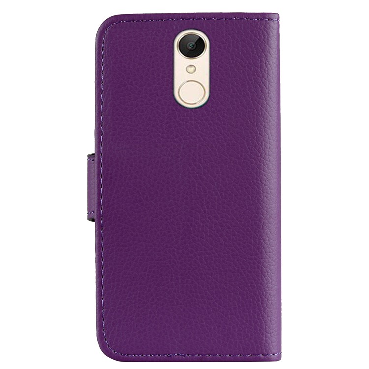 Litchi Grain Wallet Stand Leather Case Accessory for Xiaomi Redmi Note 5 / Redmi 5 Plus - Purple-3