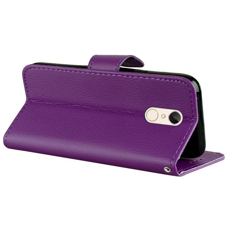 Litchi Grain Wallet Stand Leather Case Accessory for Xiaomi Redmi Note 5 / Redmi 5 Plus - Purple-5