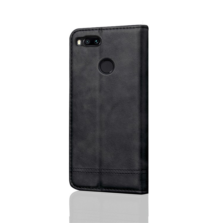 Auto-absorbed Crazy Horse Vintage Leather Wallet Case for Xiaomi Mi A1 / Mi 5X - Black-2