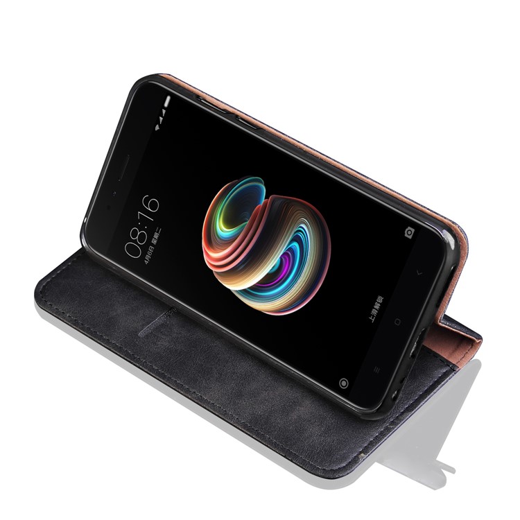 Auto-absorbed Crazy Horse Vintage Leather Wallet Case for Xiaomi Mi A1 / Mi 5X - Black-3
