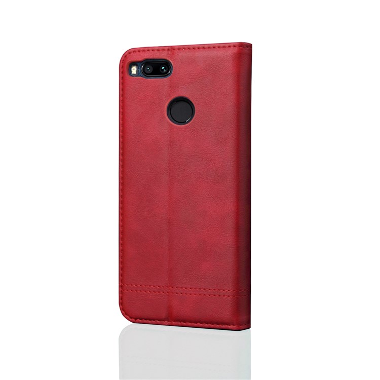 Auto-absorbed Crazy Horse Vintage Leather Wallet Cover for Xiaomi Mi A1 / Mi 5X - Red-2