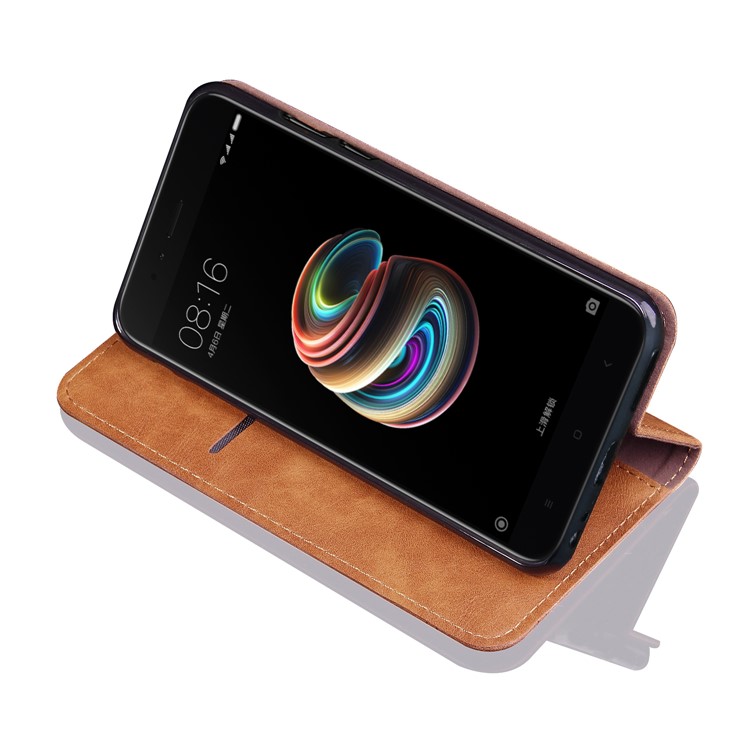 Auto-absorbed Crazy Horse Vintage Leather Phone Shell for Xiaomi Mi A1 / Mi 5X - Brown-3