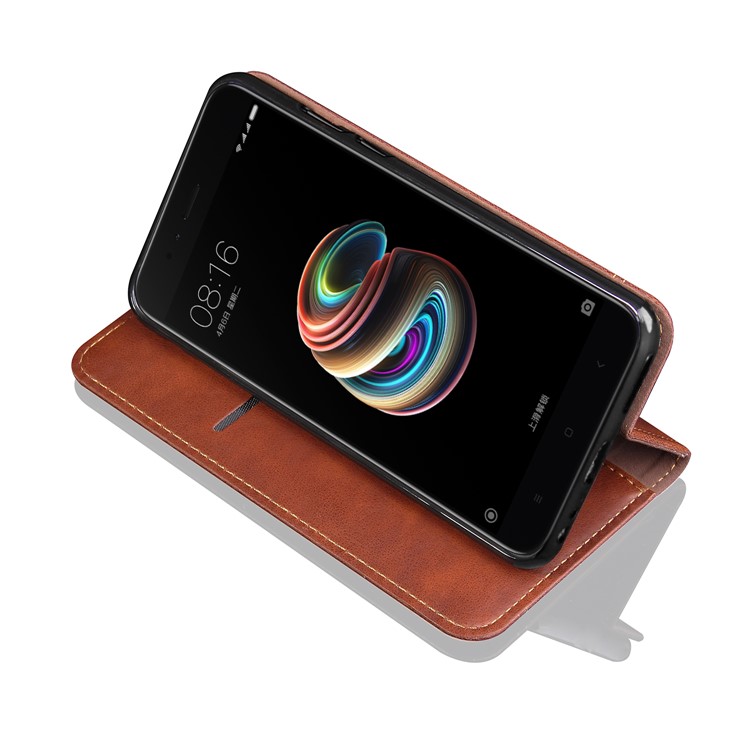 Auto-absorbed Crazy Horse Vintage Leather Mobile Casing for Xiaomi Mi A1 / Mi 5X - Coffee-3