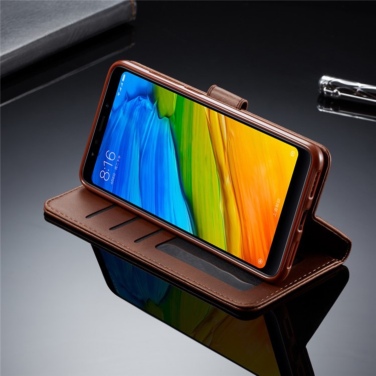 LC.IMEEKE Wallet Stand Leather Mobile Phone Case for Xiaomi Redmi Note 5 / Redmi 5 Plus - Coffee-15