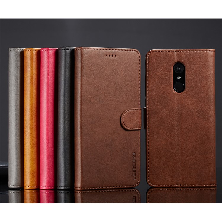 LC.IMEEKE Wallet Stand Leather Mobile Phone Case for Xiaomi Redmi Note 5 / Redmi 5 Plus - Coffee-16