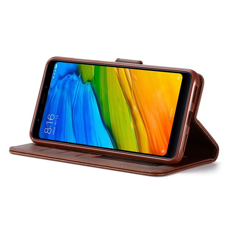 Lc. Imeeke Wallet Stand Leder -mobiltelefonhülle Für Xiaomi Redmi Note 5 / Redmi 5 Plus - Kaffee-5