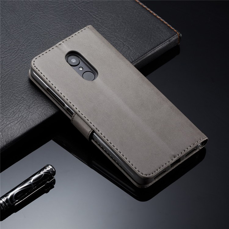 LC.IMEEKE Wallet Stand Leather Mobile Phone Shell for Xiaomi Redmi Note 5 / Redmi 5 Plus - Grey-5