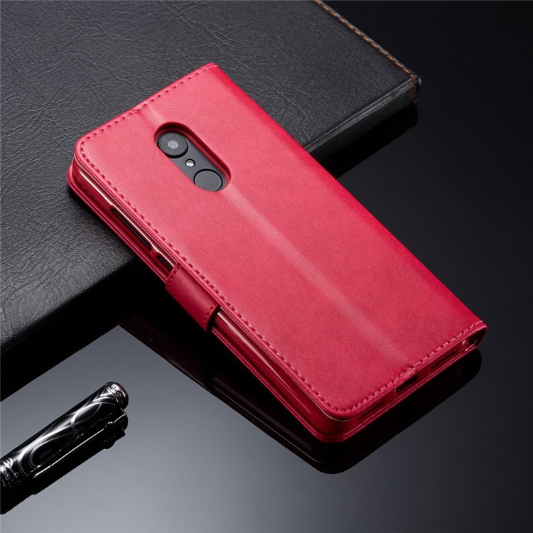 LC.IMEEKE Wallet Stand Leather Cell Phone Cover for Xiaomi Redmi Note 5 / Redmi 5 Plus - Red-5