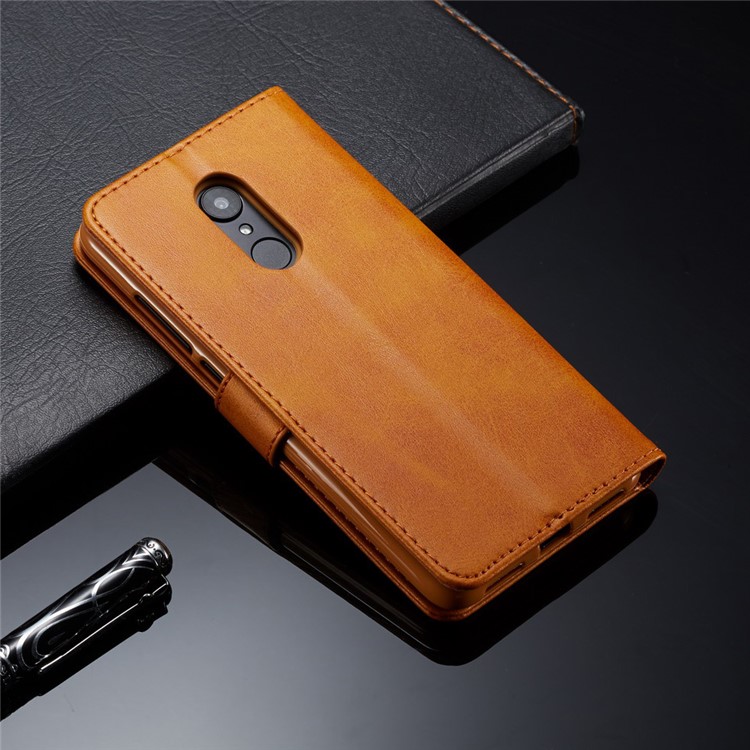 Lc. Imeeke Wallet Stand Cuir Protective Case Pour Xiaomi Redmi Note 5 / Redmi 5 Plus - Brun