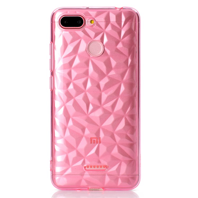 3D Diamond Grain Soft TPU Case Accessory for Xiaomi Redmi 6 (Dual Camera: 12MP+5MP) - Pink-2