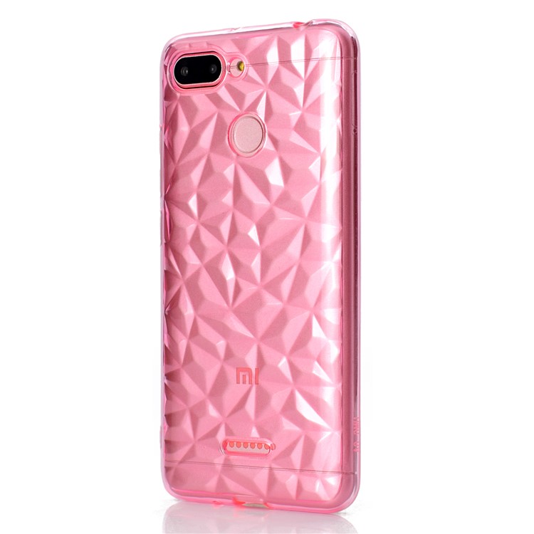 3D Diamond Grain Soft TPU Case Accessory for Xiaomi Redmi 6 (Dual Camera: 12MP+5MP) - Pink-3
