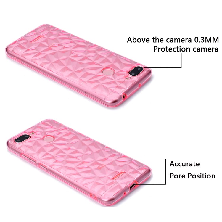3D Diamond Grain Soft TPU Case Accessory for Xiaomi Redmi 6 (Dual Camera: 12MP+5MP) - Pink-8