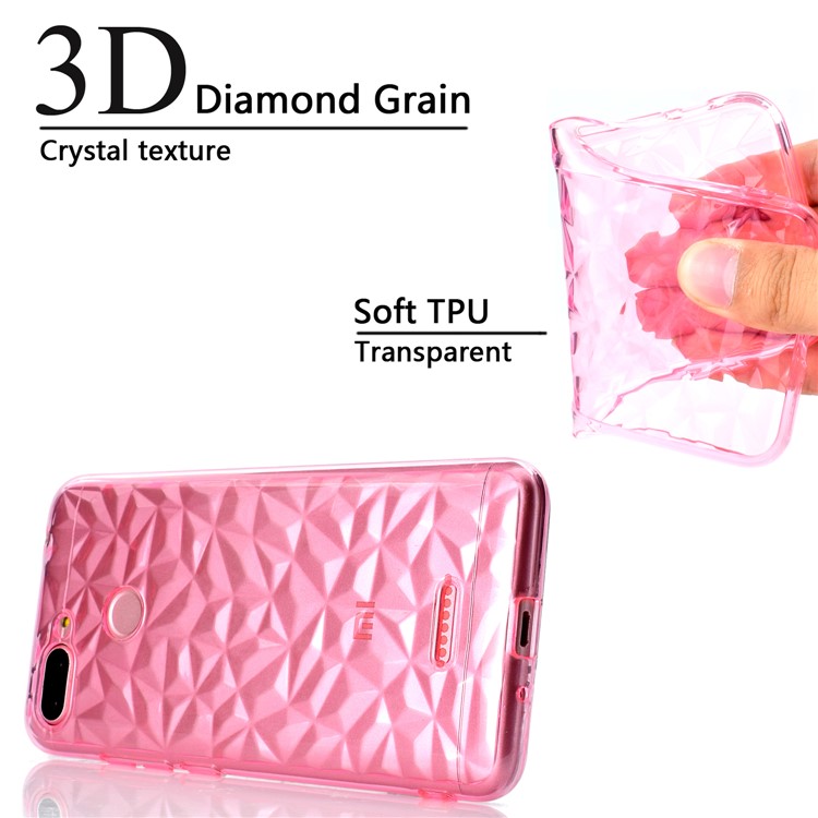 3D Diamond Grain Soft TPU Case Accessory for Xiaomi Redmi 6 (Dual Camera: 12MP+5MP) - Pink-9